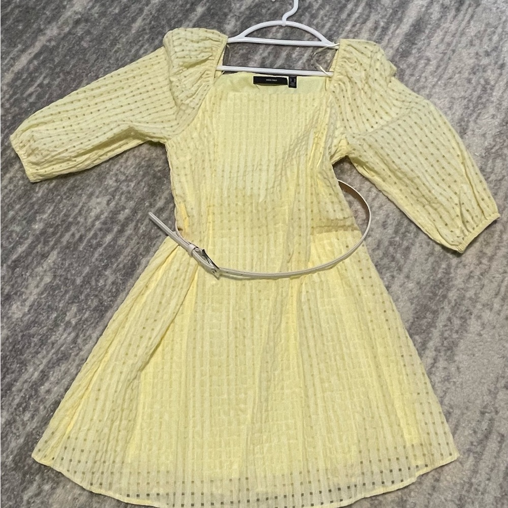 Yellow Shift Dress with belt